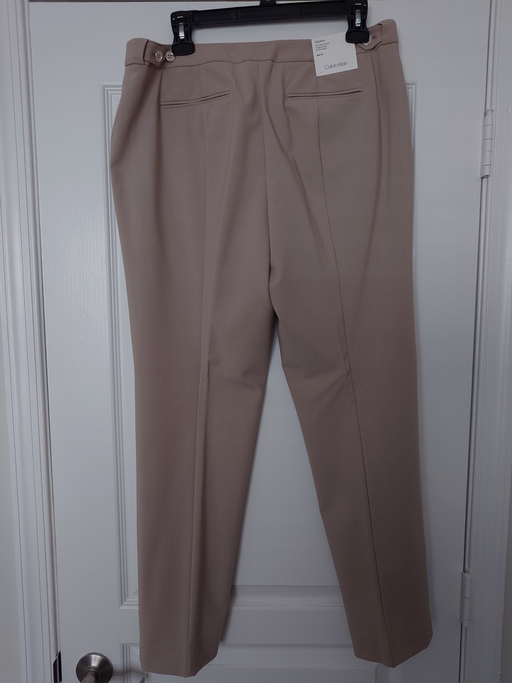 Calvin Klein Beige Tapered-Leg Dress Trousers Size 10 - Picture 2 of 4